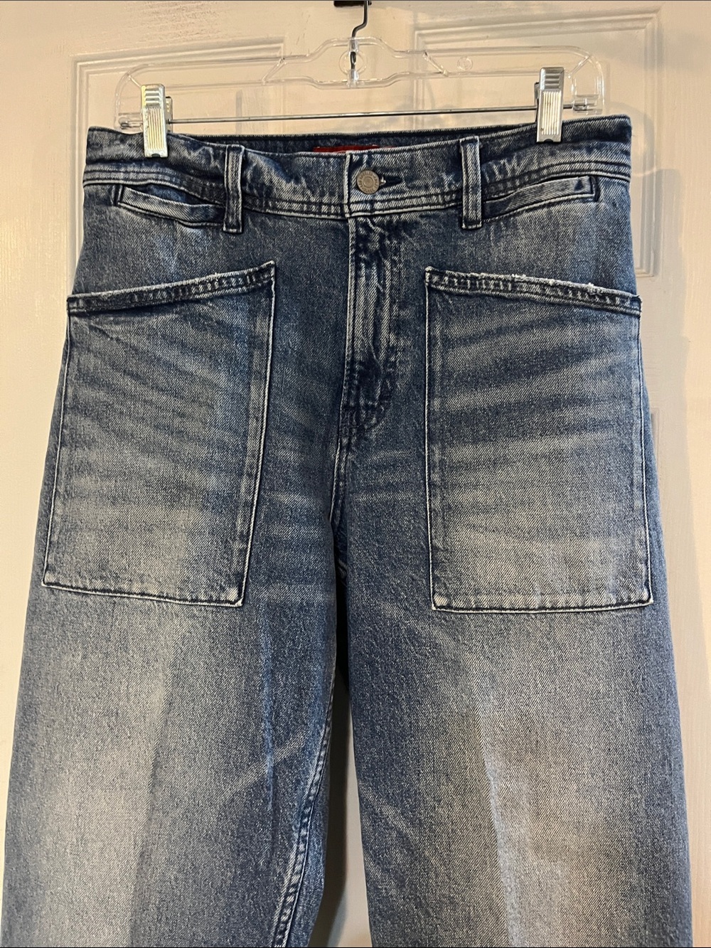 LUCKY BRAND LUCKY LEGEND HIGH RISE WIDE LEG PATCH POCKET DENIM JEANS BLU SIZE 10 - Picture 4 of 13